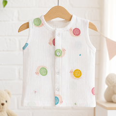 1 Pc Sleeveless Premium Crinkled Muslin Jhabla Vest - Swirl