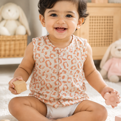 1 Pc Sleeveless Premium Crinkled Muslin Jhabla Vest - Pugmark