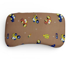 Curve Contour Memory Foam Kids Pillow |Toddler Memory Foam Pillow for 12 Months Plus - Brown Wheels