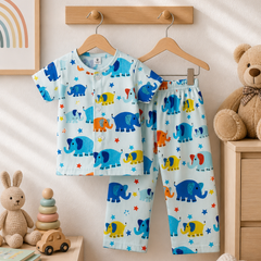 Cute Ellis - 100% Cotton Poplin | Unisex | Half Sleeve Cotton Sets for New Born to 6 Years