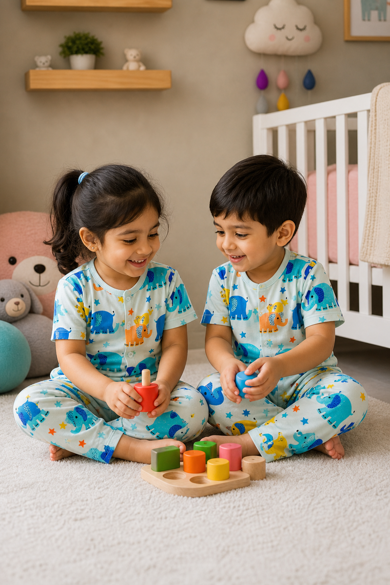 Cute Ellis - 100% Cotton Poplin | Unisex | Half Sleeve Cotton Sets for New Born to 6 Years