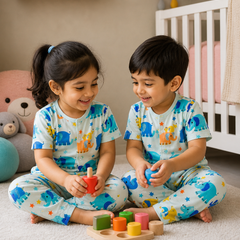Cute Ellis - 100% Cotton Poplin | Unisex | Half Sleeve Cotton Sets for New Born to 6 Years