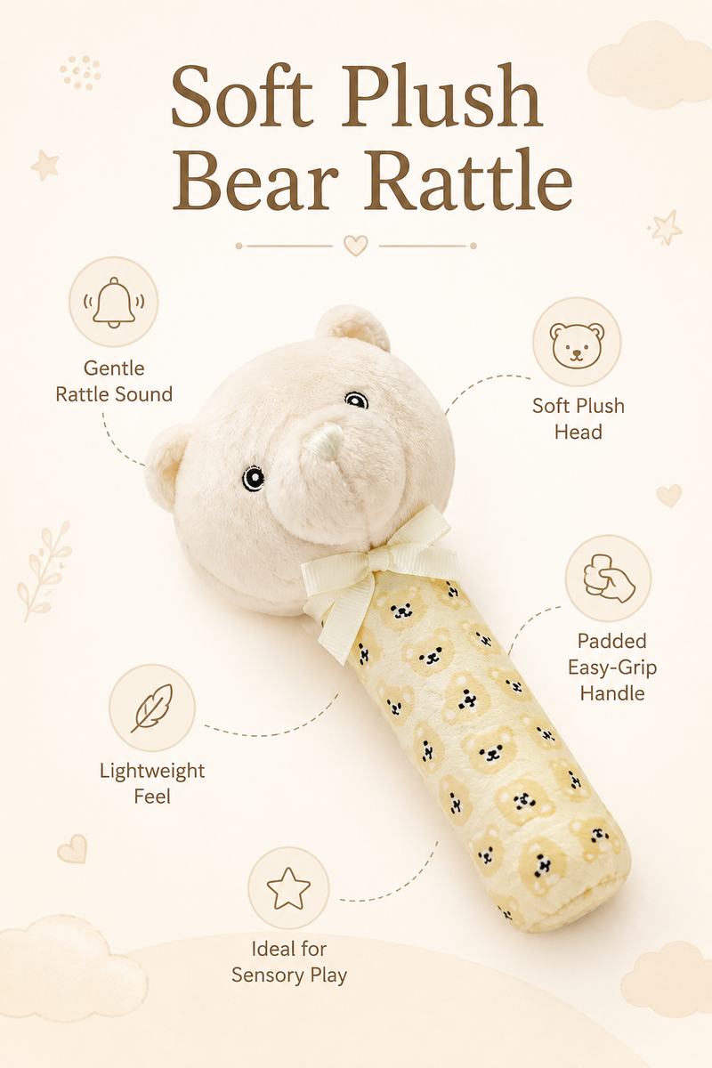 Smiley Bear - Soft Plush Rattle Toy for Kids | Premium High Quality