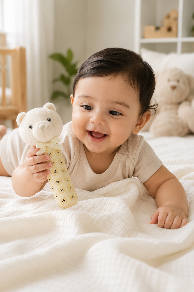 Smiley Bear - Soft Plush Rattle Toy for Kids | Premium High Quality