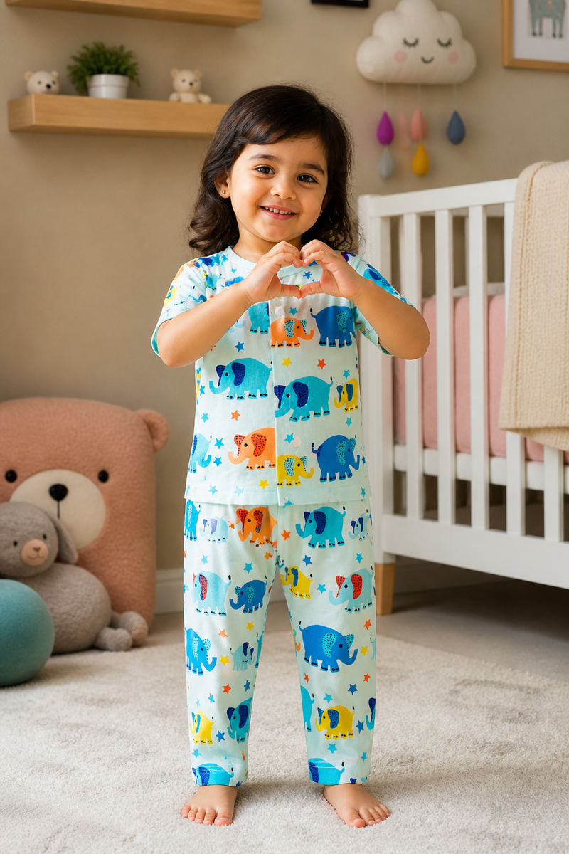 Cute Ellis - 100% Cotton Poplin | Unisex | Half Sleeve Cotton Sets for New Born to 6 Years