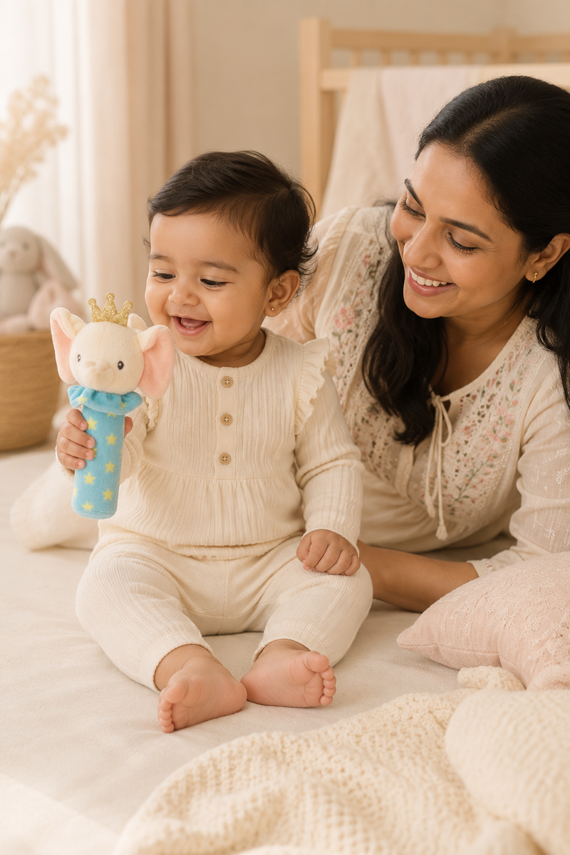 Elli King - Soft Plush Rattle Toy for Kids | Premium High Quality