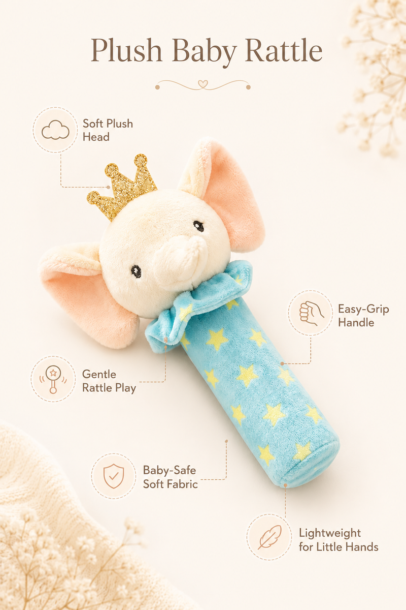 Elli King - Soft Plush Rattle Toy for Kids | Premium High Quality