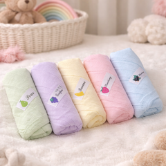 Pack of 5 Baby face Towels - Soft Cotton Muslin 5 layers - Baby Colors