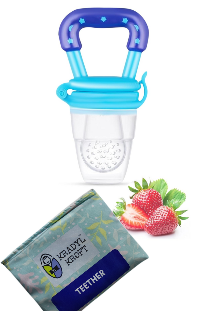 Kradyl Kroft Silicone Food/Fruit Nibbler with Extra Mesh, Soft Pacifier/Feeder, Teether for Baby, Infant