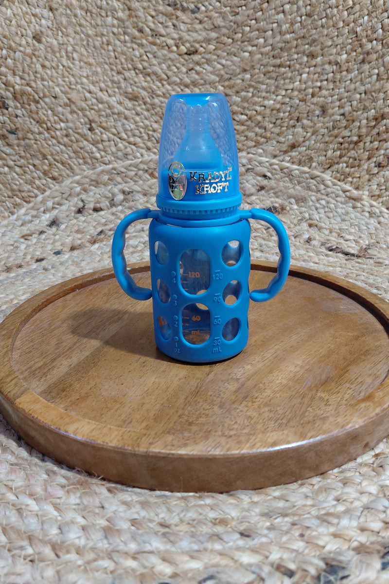 Kradyl Kroft Natural Response Plastic Baby Bottle with handle - 120 Ml |Baby Milk Bottle |BPA Free for Babies with 3M+ Teat