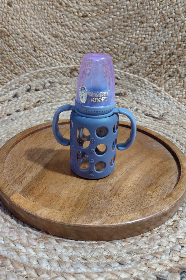 Kradyl Kroft Natural Response Plastic Baby Bottle with handle - 120 Ml |Baby Milk Bottle |BPA Free for Babies with 3M+ Teat