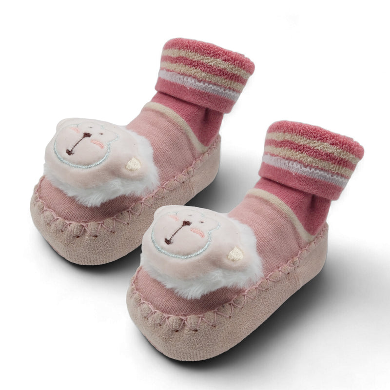 Pink Monkey- Baby Sock Shoes for Infants Babies - 6 to 18 Months