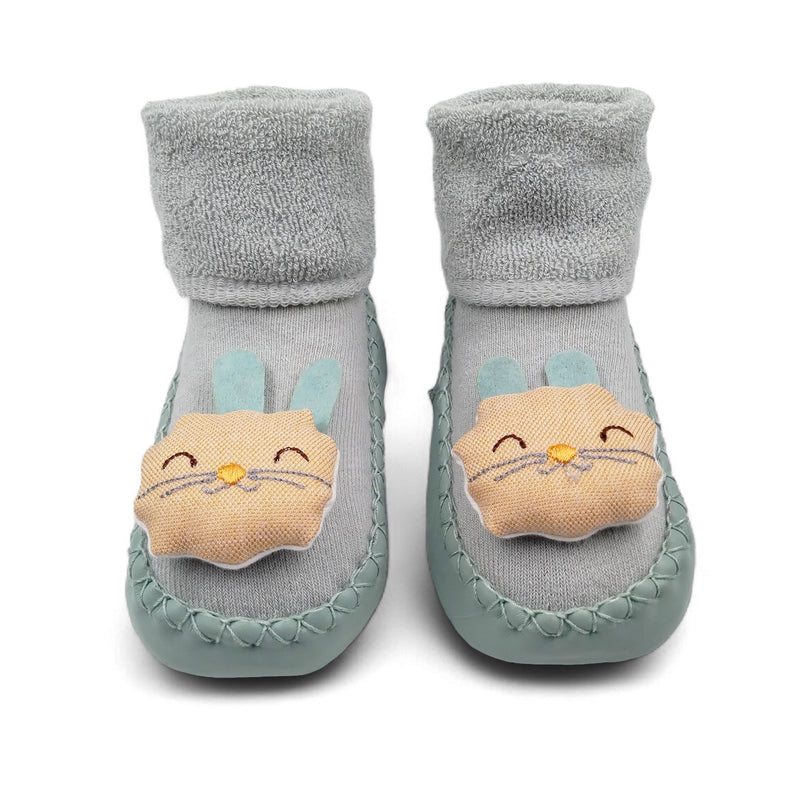 Teal Bunny- Baby Sock Shoes for Infants Babies - 6 to 18 Months