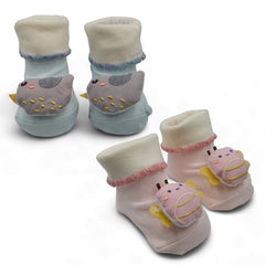 Budderfly- Set of 2 100% Cotton Baby Booties Socks for 0 to 12 Months