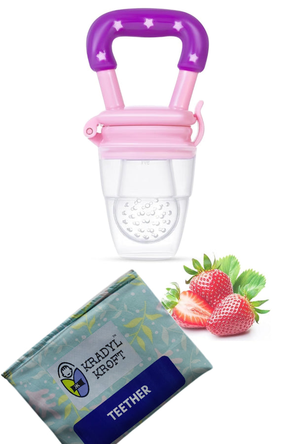 Kradyl Kroft Silicone Food/Fruit Nibbler with Extra Mesh, Soft Pacifier/Feeder, Teether for Baby, Infant