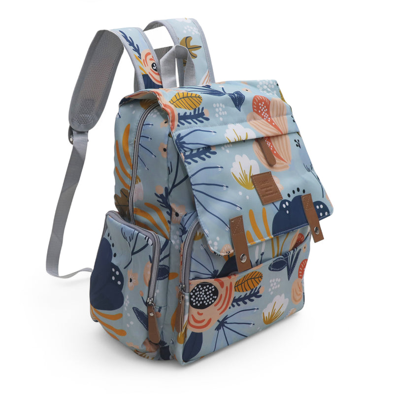 Water Proof Printed Diaper Bag Large Blue Dahlia