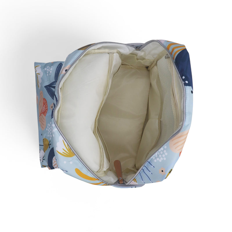 Water Proof Printed Diaper Bag Large Blue Dahlia