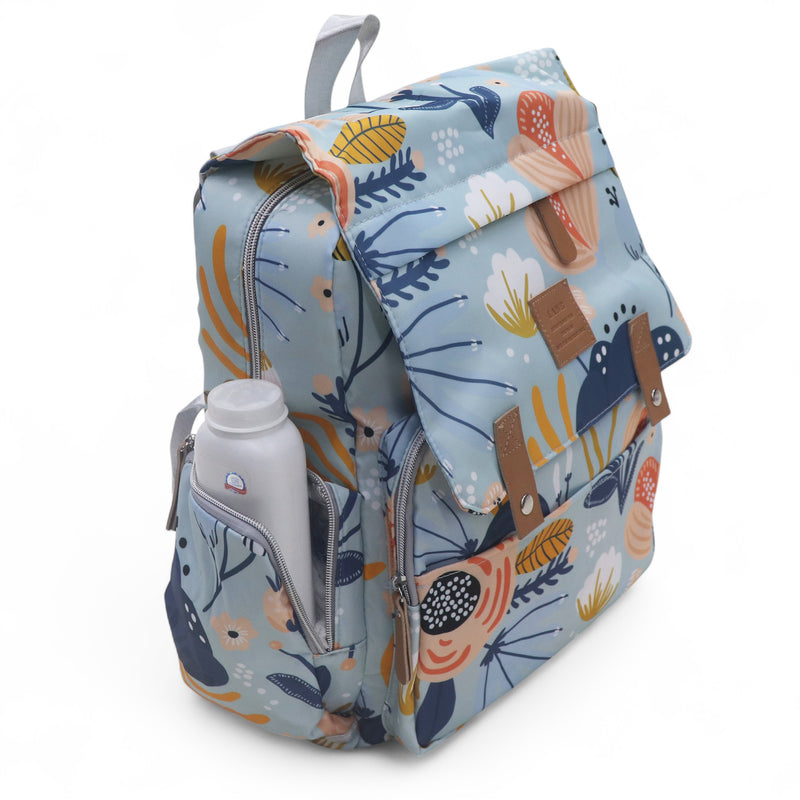 Water Proof Printed Diaper Bag Large Blue Dahlia
