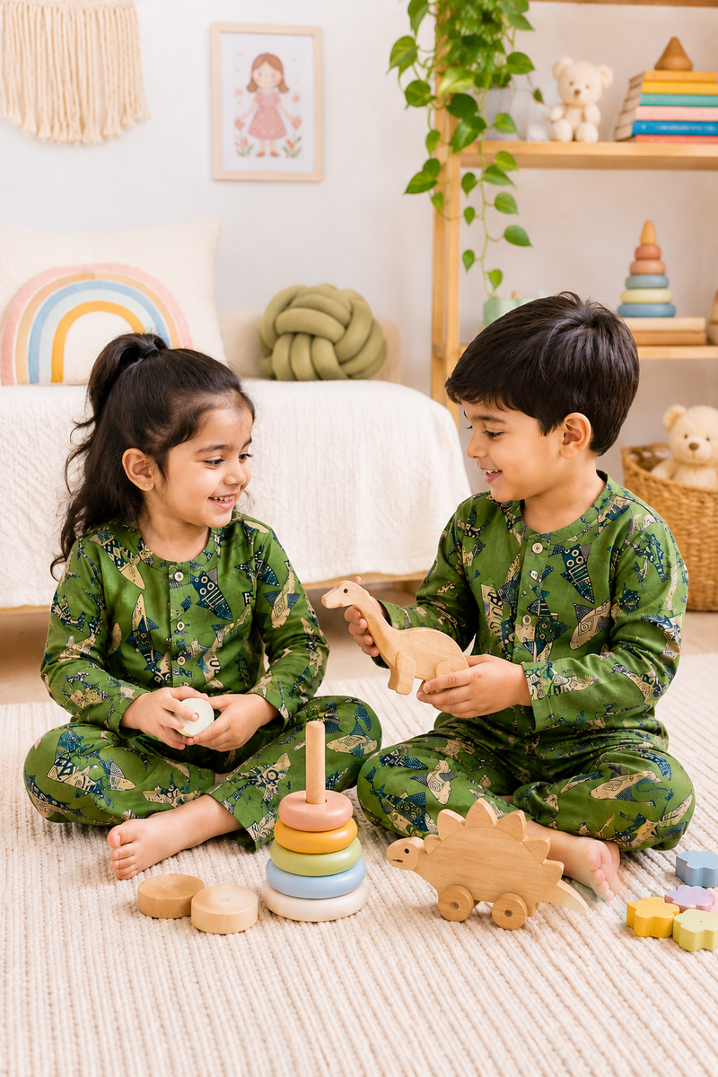 Fish on Greens - 100% Cotton Lightweight Cambric Soft Unisex Muslin Set for New Born to 6 Years