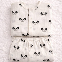 Panda| Premium Crinkled Double Layered Soft Unisex Muslin Set for New Born to 6 Years