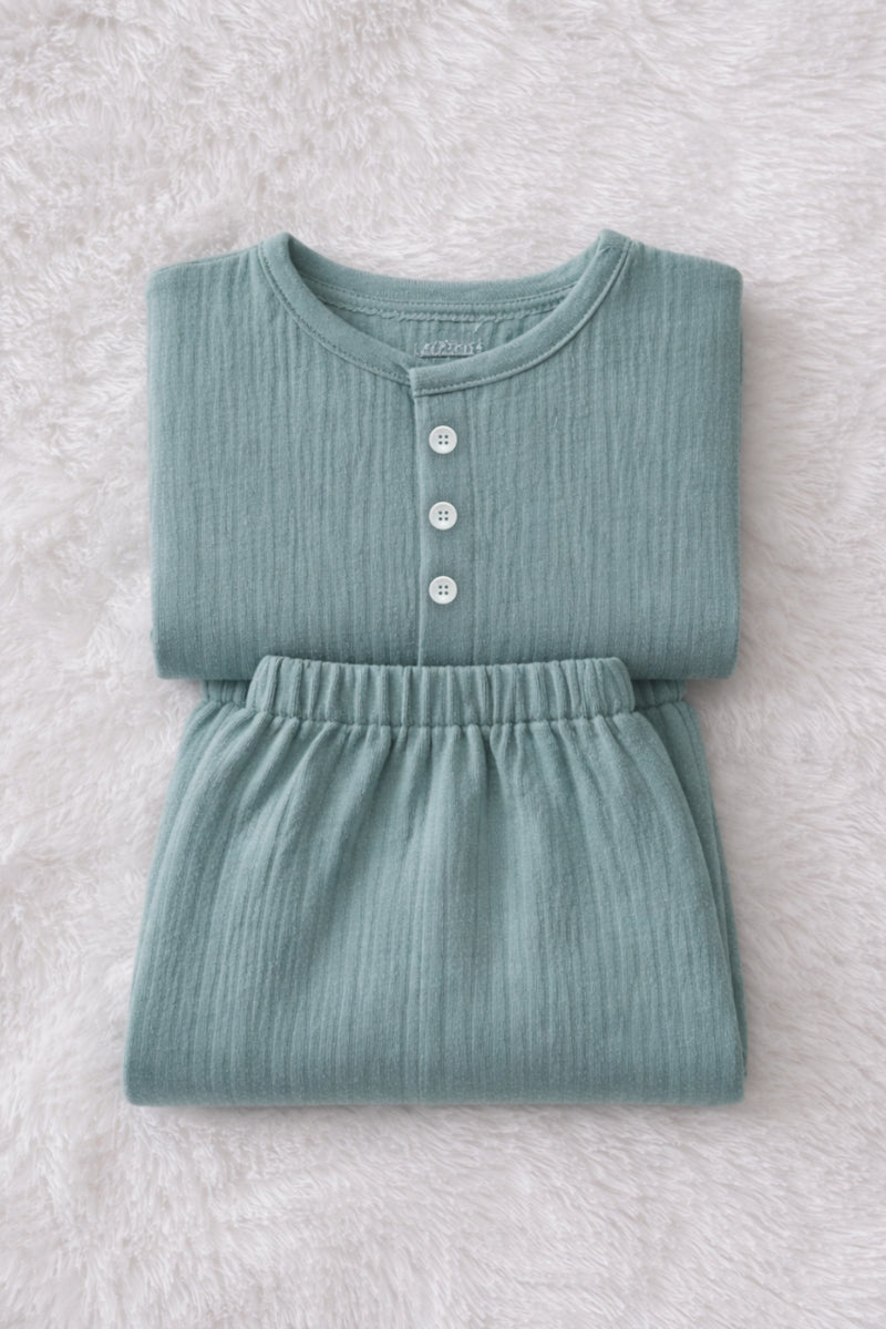 Deep Teal| Premium Crinkled Double Layered Soft Unisex Muslin Set for New Born to 6 Years