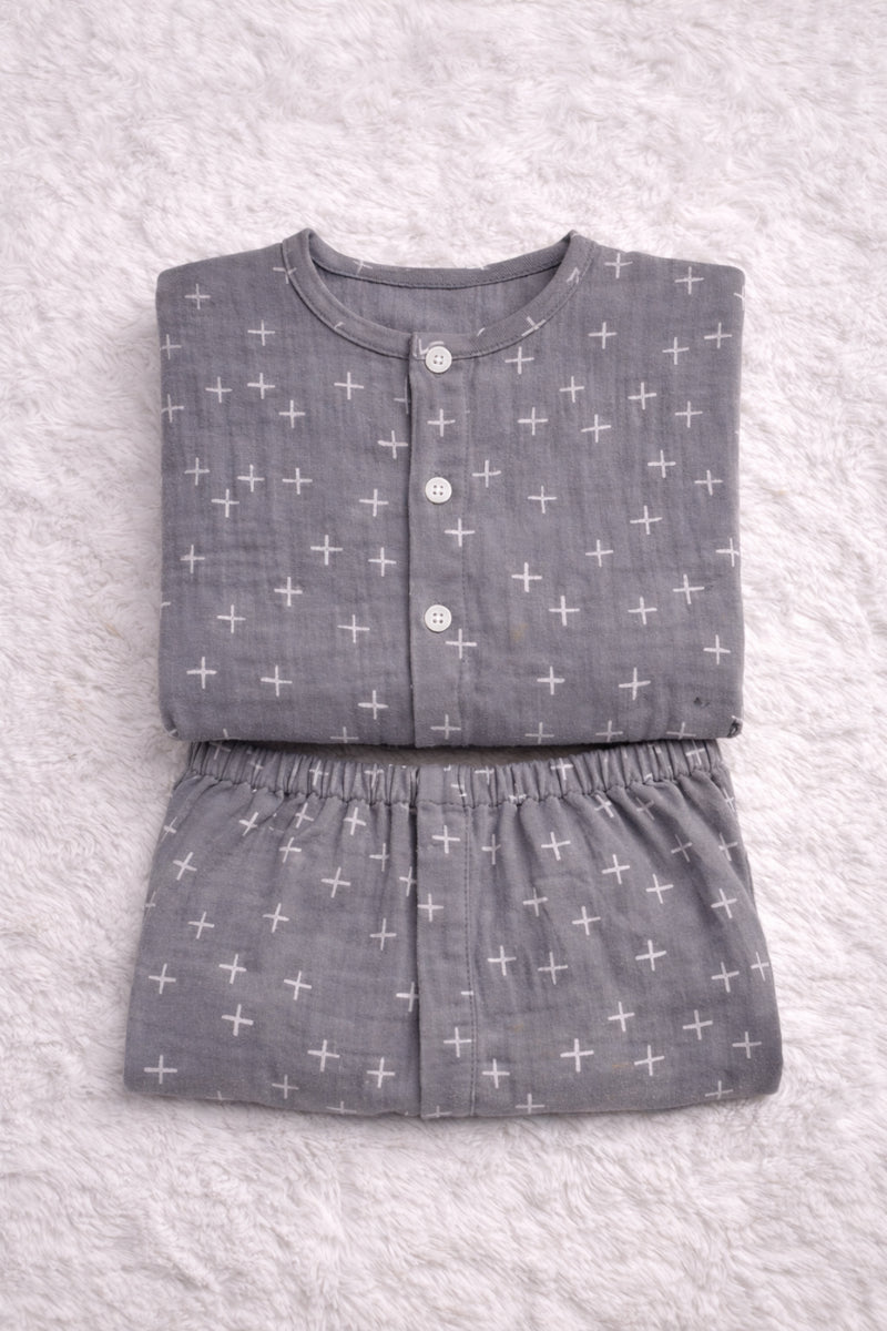 Grey Star| Premium Crinkled Double Layered Soft Unisex Muslin Set for New Born to 6 Years