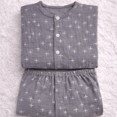 Grey Star| Premium Crinkled Double Layered Soft Unisex Muslin Set for New Born to 6 Years