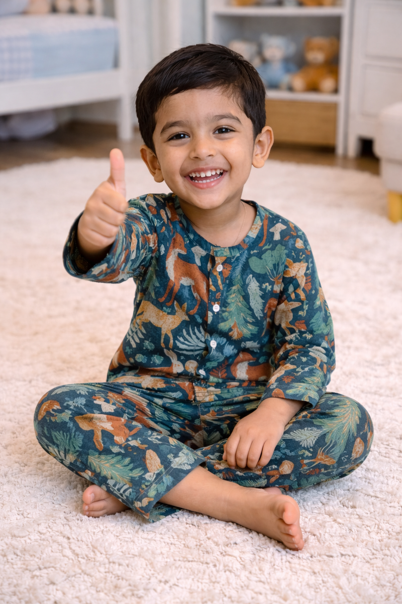 Forest - 100% Cotton Lightweight Cambric Soft Unisex Muslin Set for New Born to 6 Years