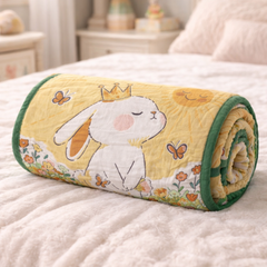 Lightweight Soft Plush Velvet Fleece 2 way Printed Blanket for 1 -7 Year Olds - Garden Rabbit