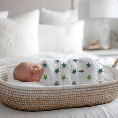 Muslin Swaddle for Infants 100 X 120 Cms - Green Star