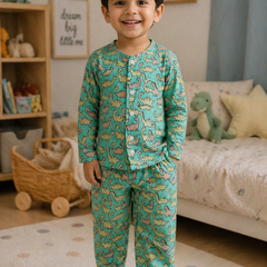 Dino Land - 100% Cotton Lightweight Cambric Soft Unisex Muslin Set for New Born to 6 Years
