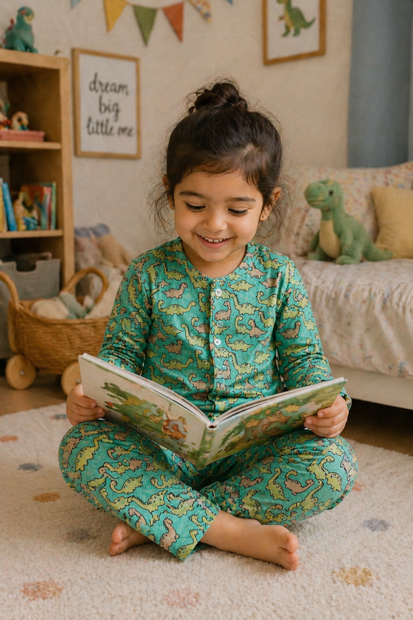 Dino Land - 100% Cotton Lightweight Cambric Soft Unisex Muslin Set for New Born to 6 Years