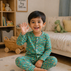 Dino Land - 100% Cotton Lightweight Cambric Soft Unisex Muslin Set for New Born to 6 Years