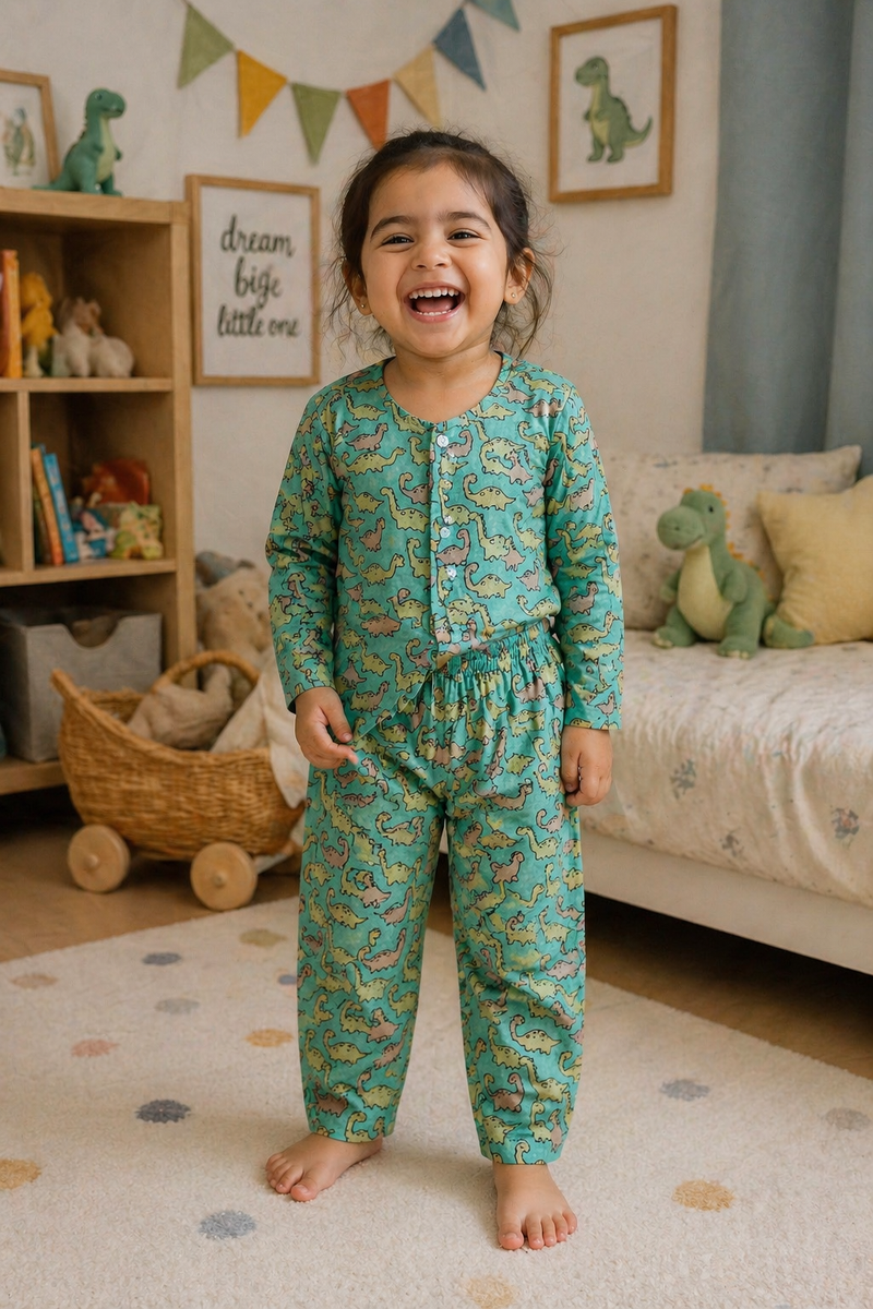 Dino Land - 100% Cotton Lightweight Cambric Soft Unisex Muslin Set for New Born to 6 Years