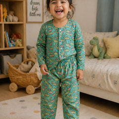 Dino Land - 100% Cotton Lightweight Cambric Soft Unisex Muslin Set for New Born to 6 Years