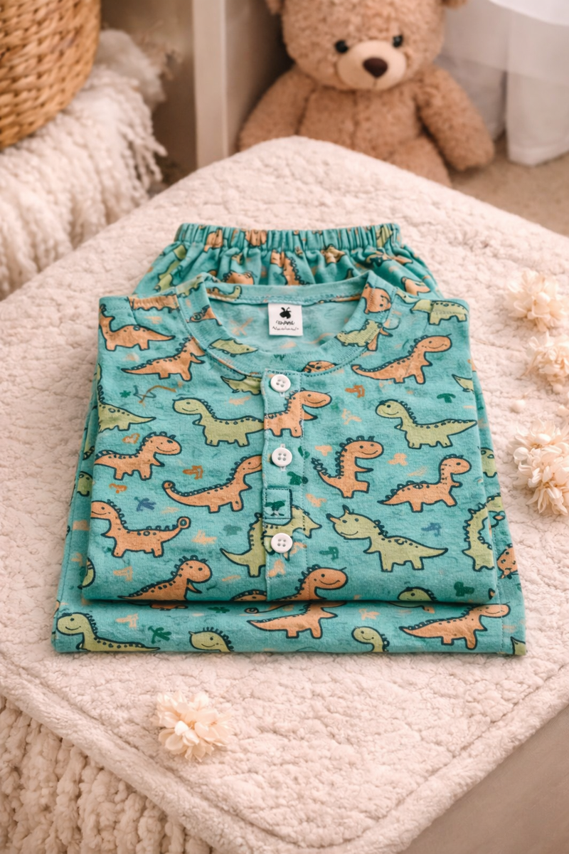 Dino Land - 100% Cotton Lightweight Cambric Soft Unisex Muslin Set for New Born to 6 Years