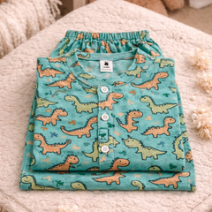 Dino Land - 100% Cotton Lightweight Cambric Soft Unisex Muslin Set for New Born to 6 Years