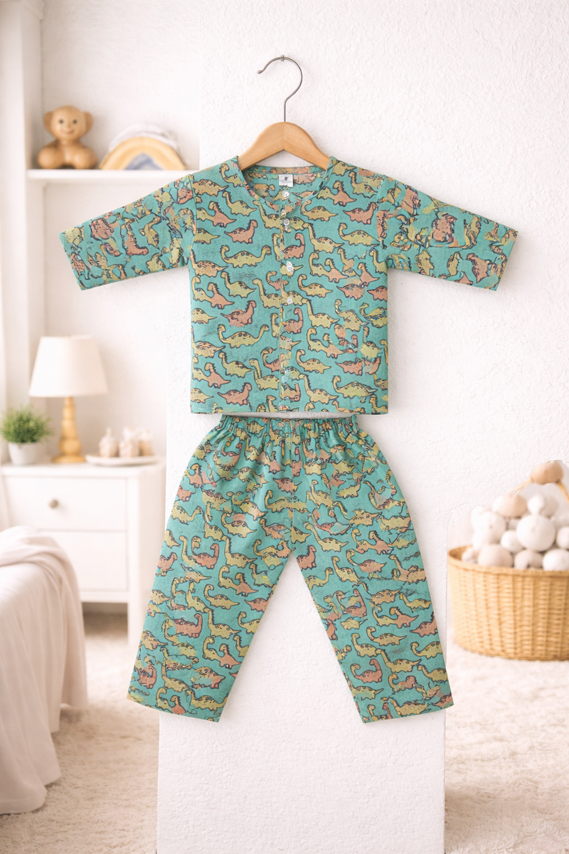 Dino Land - 100% Cotton Lightweight Cambric Soft Unisex Muslin Set for New Born to 6 Years
