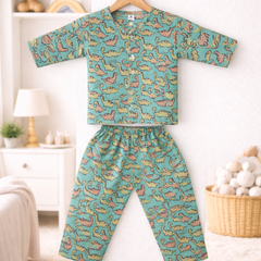 Dino Land - 100% Cotton Lightweight Cambric Soft Unisex Muslin Set for New Born to 6 Years