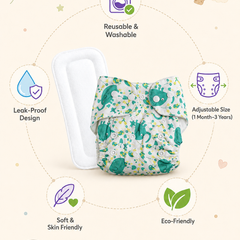 Adjustable Reusable Diaper Pant - Green Elli