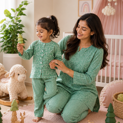 Green Kafe - Mom and Baby 100% Cotton Twinning Set