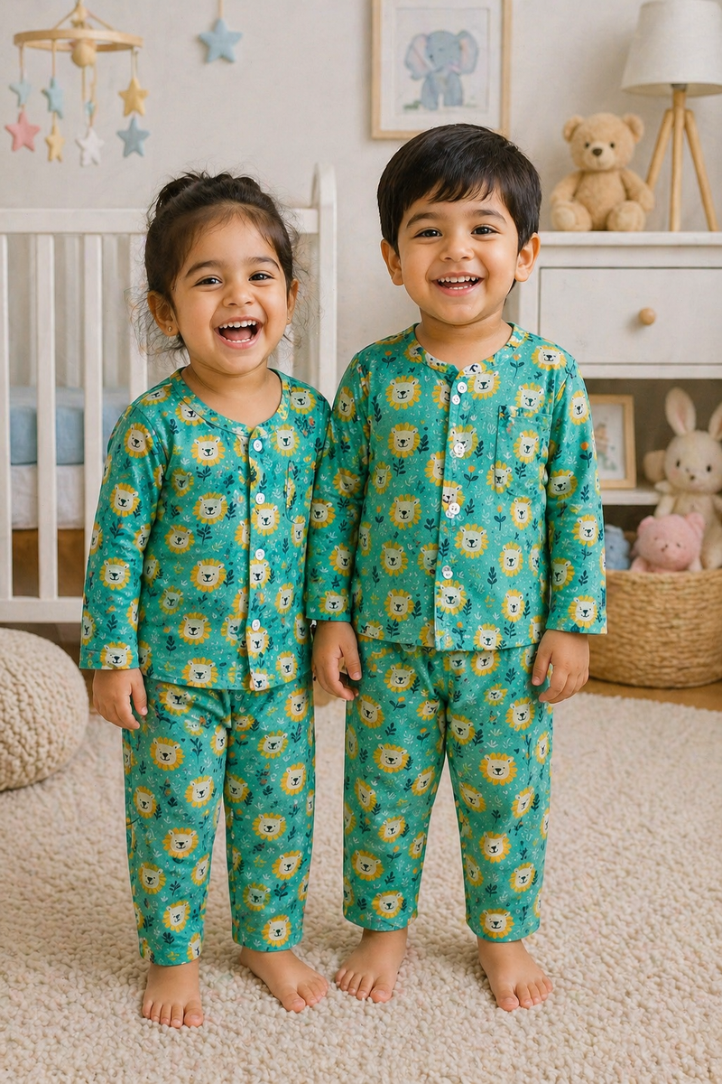 Green Lion - 100% Cotton Lightweight Cambric Soft Unisex Muslin Set for New Born to 6 Years