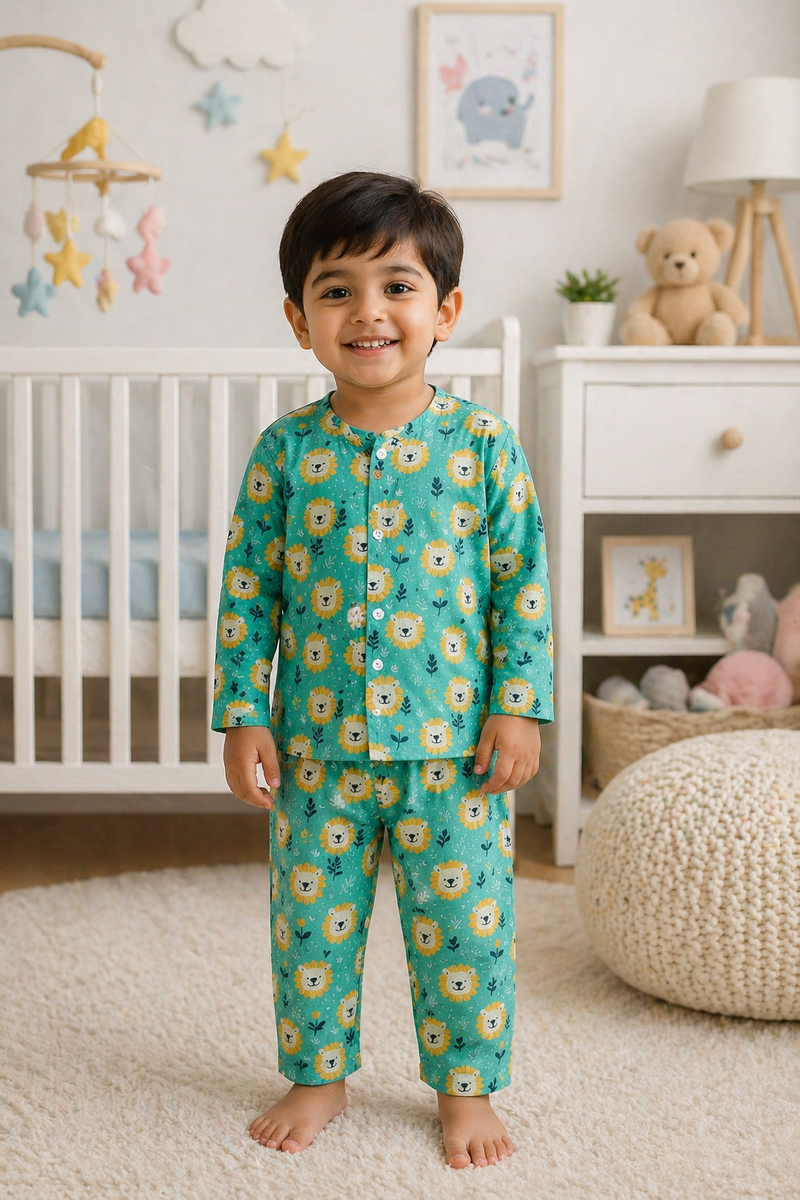 Green Lion - 100% Cotton Lightweight Cambric Soft Unisex Muslin Set for New Born to 6 Years