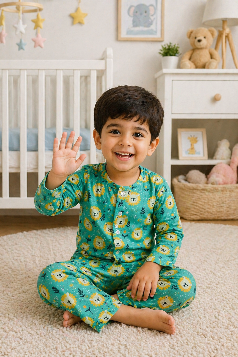 Green Lion - 100% Cotton Lightweight Cambric Soft Unisex Muslin Set for New Born to 6 Years