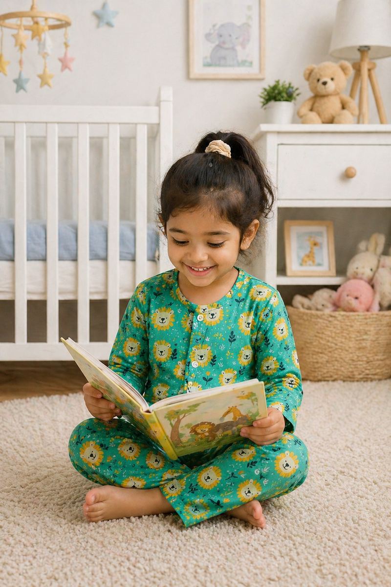 Green Lion - 100% Cotton Lightweight Cambric Soft Unisex Muslin Set for New Born to 6 Years