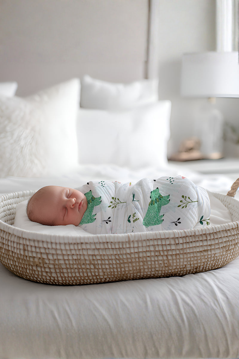 Muslin Swaddle for Infants 100 X 120 Cms - Polar Green