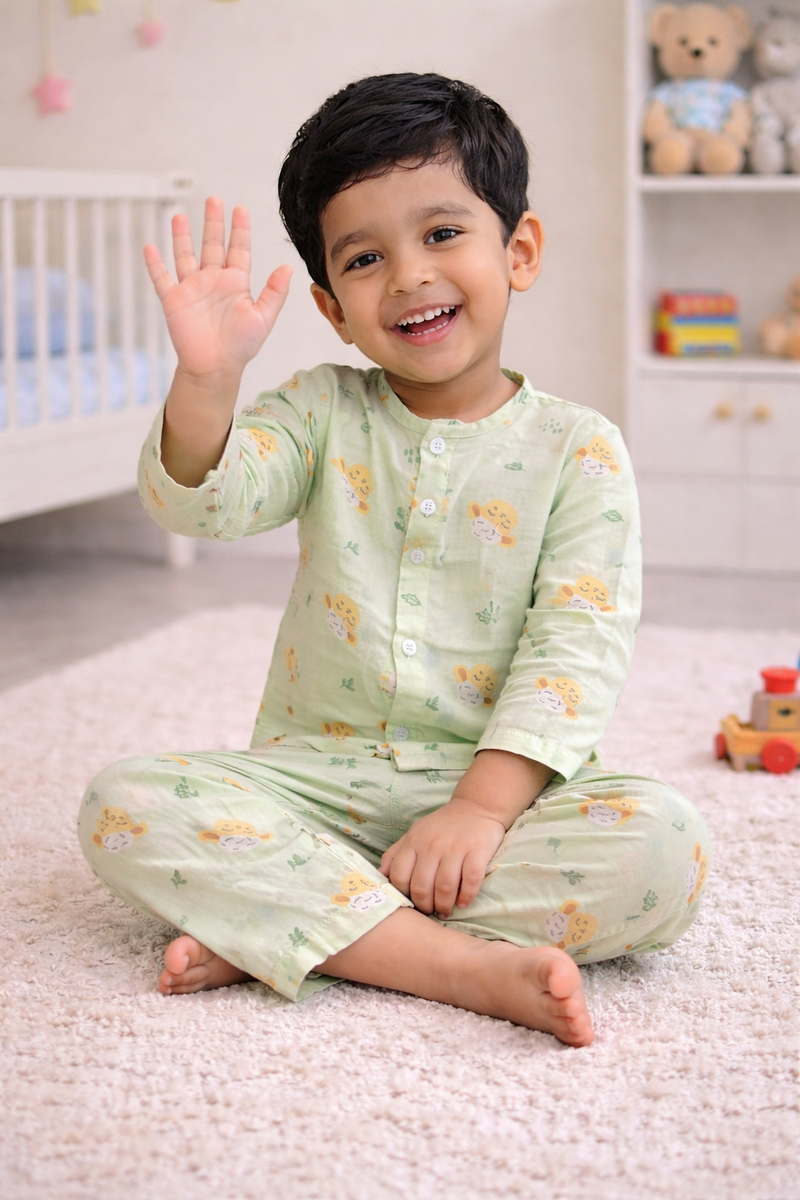 Green Sheep | Checkered Muslin | Soft Unisex Muslin Set for New Born to 6 Years
