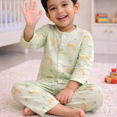 Green Sheep | Checkered Muslin | Soft Unisex Muslin Set for New Born to 6 Years