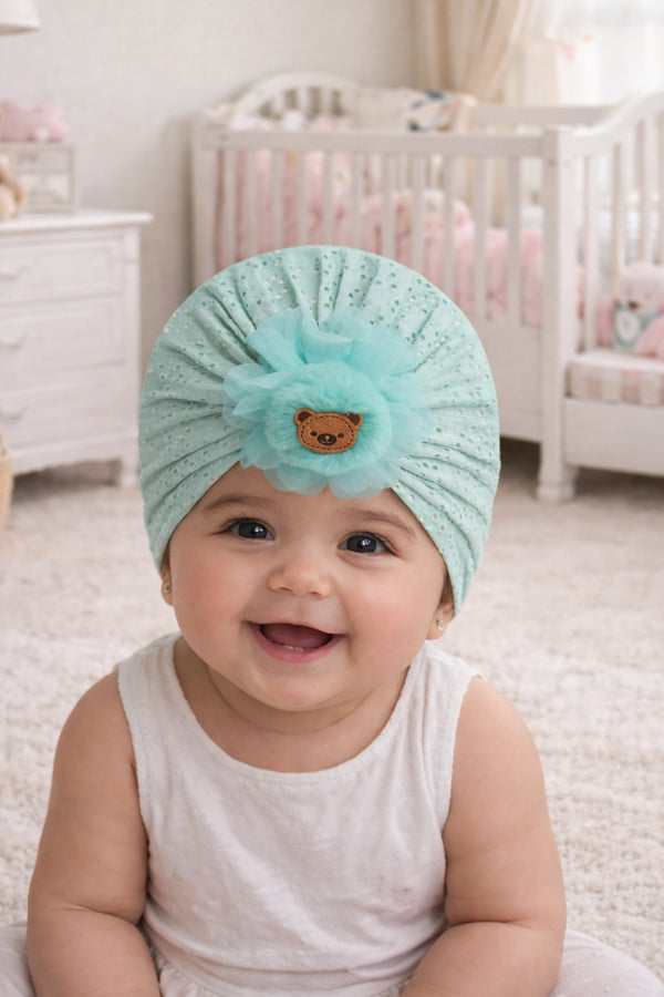 Kradyl Kroft Baby Girl Turban Cap | Stretchy Fabric | Good Fit - Green