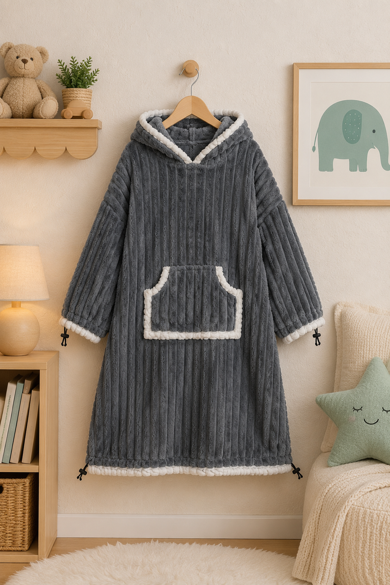 Grey Plush - Wearable Blankets for Kids | Unisex | Soft Plush Fur